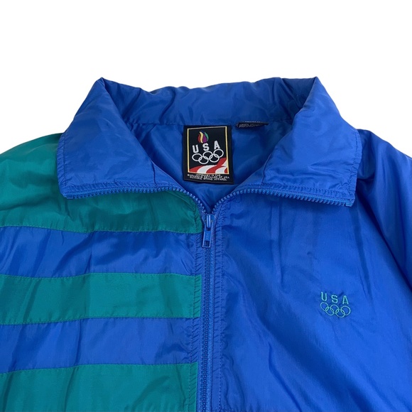 Men’s Vintage Olympics Full Zip Windbreaker by JCPenny Blue Green - Picture 2 of 7